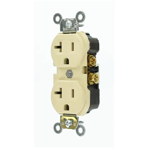 Ivory Commercial Grade Duplex Outlet 20 Amp Electrical Receptacle Heavy