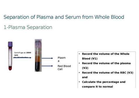 Separation Of Plasma And Serum From Whole Blood Practical