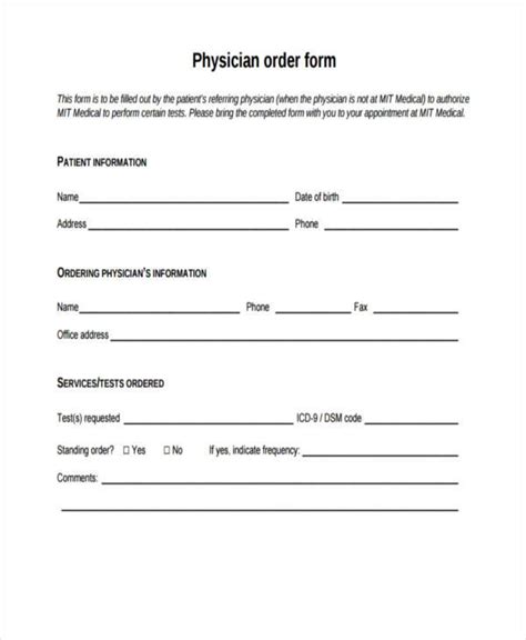 Physician Order Forms Templates Awesome Design Layout Templates