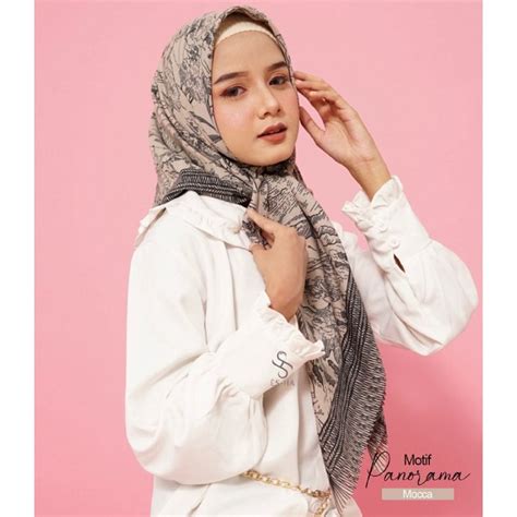 jual hijab denay segiempat denay lasercut kerudung motif baru jilbab denay shopee indonesia