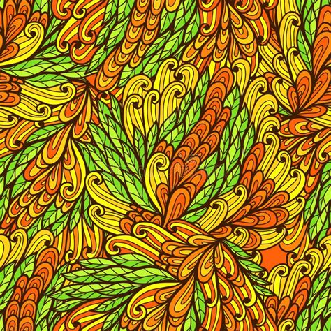 Seamless Floral Orange And Yellow Pattern Stock Vector Illustration