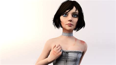 Black Haired 3d Animated Girl Look Hair Eyes Corset Irrational