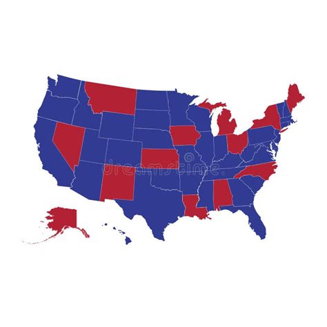 Blue And Red Us States United States Vector Map Map Of The Usa All