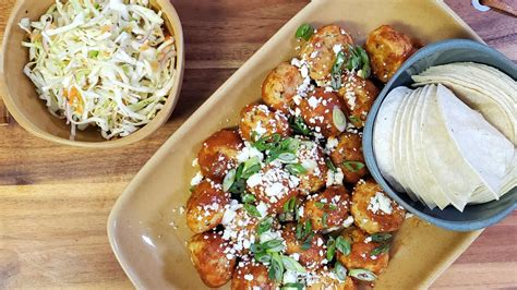 Tomatoes and cheese or hot honey and cheese, you won't lose either way. Chicken Tortilla Meatballs Recipe with Tangy Hot Cabbage ...