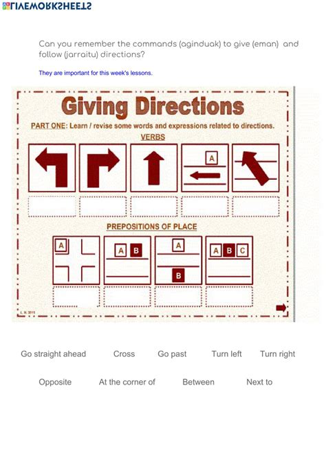 Giving Directions Online Worksheet For Primary 3 4