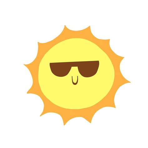 Funny Sun With Sunglasses Vector Illustration In Cartoon Flat Style