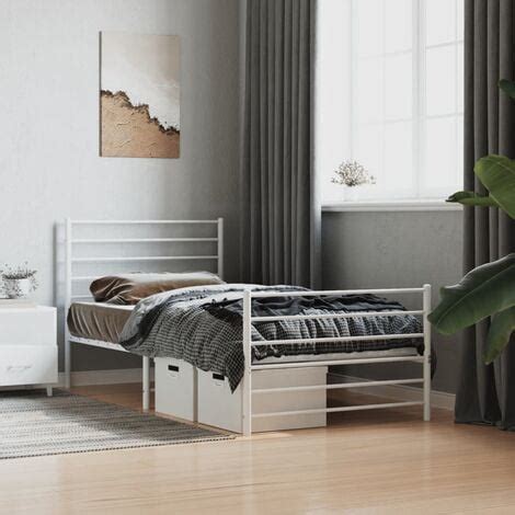 Metal Bed Frame With Headboard And Footboard White X Cm Vidaxl