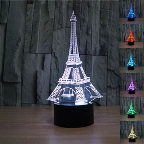 Led Light Up Color Changing Clear Eiffel Tower Figurine Tabletop