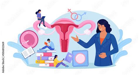Vecteur Stock Sex Education Gynecologist Doctor Consultate Girls