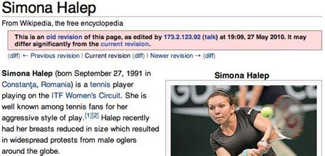 Simona Halep Wikipedia Page Vandalized With Breast References Huffpost