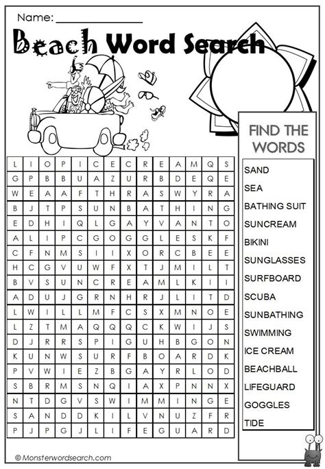 Awesome Beach Word Search Beach Words Word Puzzles For Kids Summer