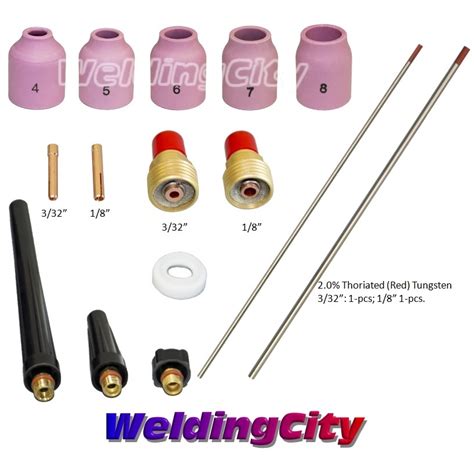Tig Welding Torch Kit Collet Gas Lens Tungsten T A