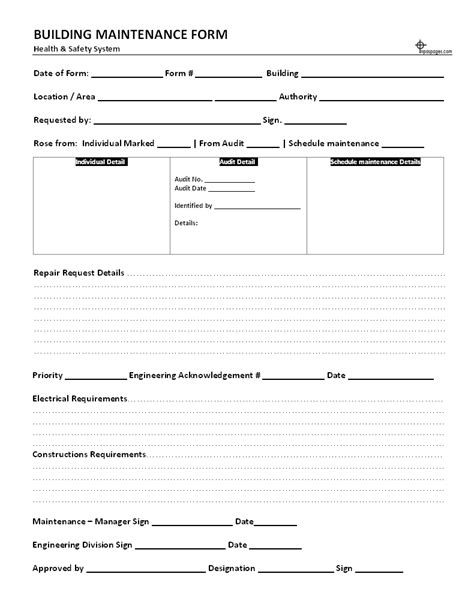 Maintenance request form templates template service excel tsurukame co. Excel Maintenance Form / Work Order Template 4 Free Templates In Pdf Word Excel Download ...