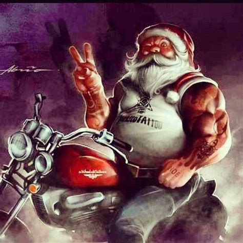242newson “ Santa Motorcycle Christmas ” Biker Art Motorcycle