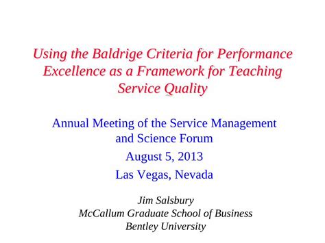 Pdf Using The Baldrige Criteria For Performance Excellence As Atc3