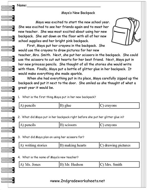 Free Printable Middle School Reading Comprehension Worksheets Lexias
