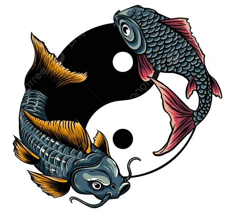 Yin Yang Koi Fish Vector Illustration Art Background Banner Ying Vector