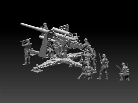Flak 88 And Soldiers 3d Model 3d Printable Cgtrader