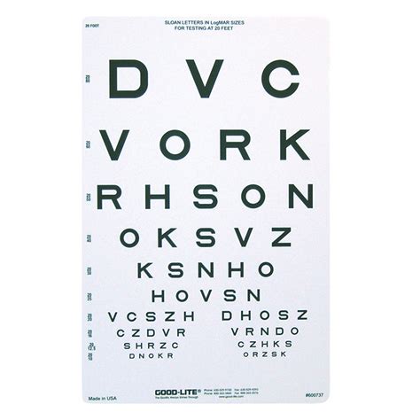 Sloan Letter Eye Chart 20 Distance
