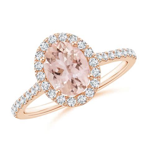 Delight Her With This Oval Morganite Halo Ring With Diamond Accents