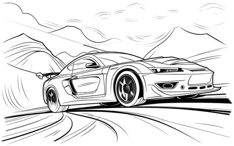 Yarış Arabası Boyama Sayfaları 15 Yeni Hızlı Araba Çizimi