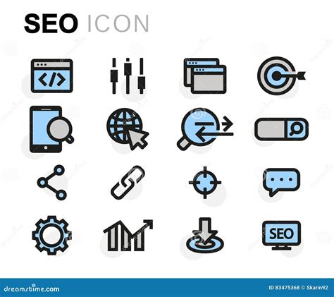 Vector Flat Seo Icons Set Stock Illustration Illustration Of