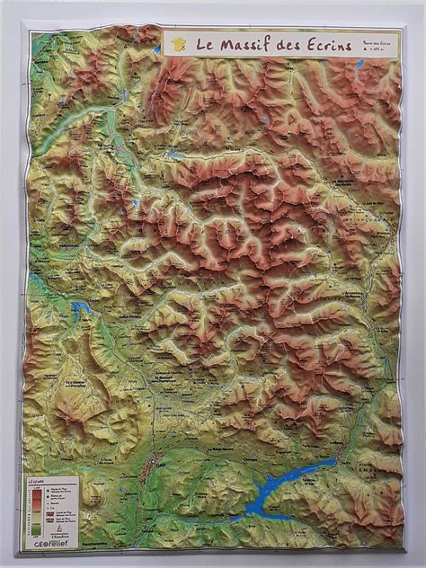 Carte En Relief Du Parc National Des Ecrins Georelief
