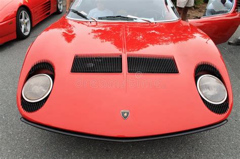Classic Red Lamborghini Miura Sports Car Front Editorial Image Image