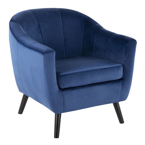 Rockwell Contemporary Accent Chair With Black Wooden Legs And Blue