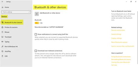 Windows 10 Devices Settings Change Printers Bluetooth Etc Settings