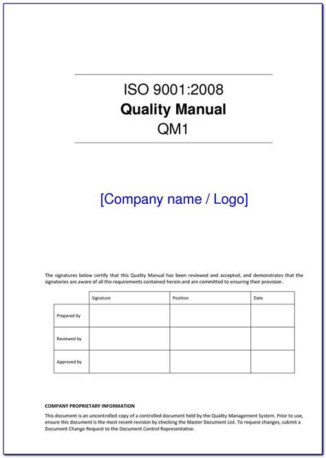 Iso 9001 Quality Manual Template