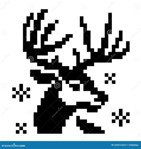 Deer Head Pixel Art Pattern Deer On Winter Image Stock Vector