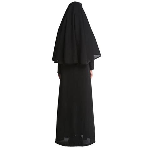 M XL New Virgin Mary Nuns Costumes For Women Sexy Long Black Nuns Costume Arabic Religion Monk