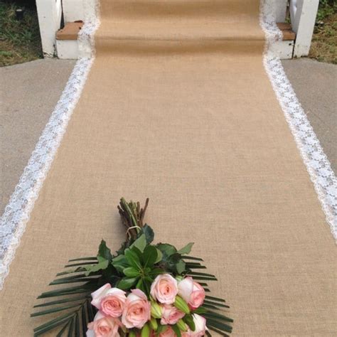 30 Ft Burlap And Lace Aisle Runner Ivory Lace Rustic Etsy