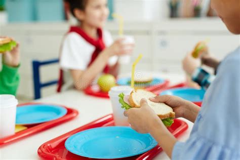 Caja De Almuerzo Escolar Para Los Niños Con La Comida Bajo La Forma De