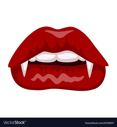 Female Vampire Lips With Fangs Icon Sensuality Vector Image