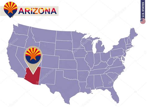 Arizona State On Usa Map Arizona Flag And Map — Stock Vector 98041302