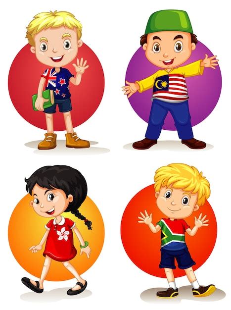 Seis Niños De Diferentes Países Vector Gratis