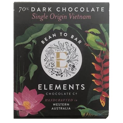 Elements Chocolate Co 70 Dark Vietnam Chocolate 40g Bean Bar You