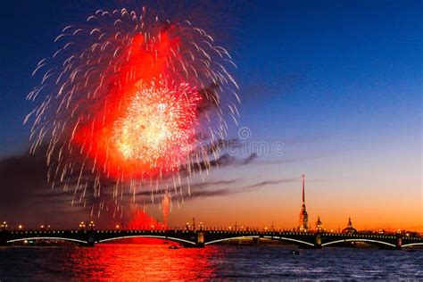 Festive Fireworks On The Waterfront At Sunset Stock Image Image Of