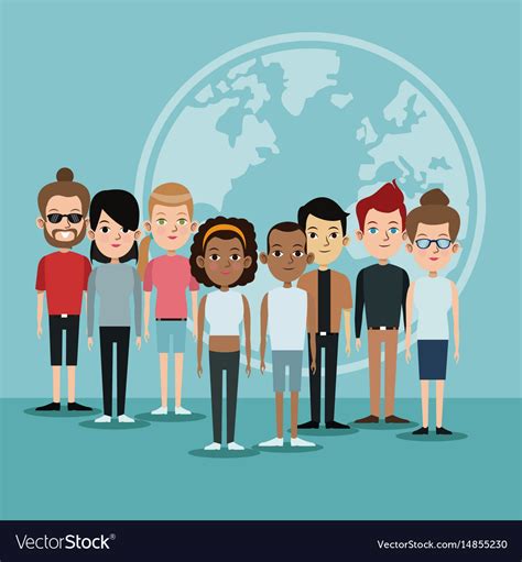 Cartoon Diversity Group People World Languages Vector Image