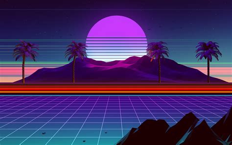 3840x2400 Palm Trees Neon Sun Rays 80s 4k Hd 4k Wallpapers Images