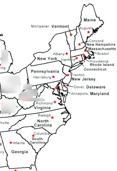 States Capitals East Coast Diagram Quizlet