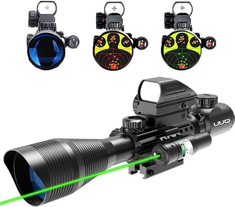 Uuq C4 12x50 Rifle Scope Dual Illuminated Reticle Wgreen Laser Sight