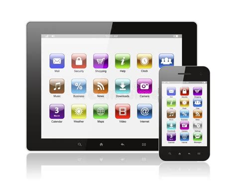 Tablet Pc And Smart Phone With Icons Stock Illustration Illustration