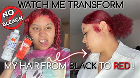 Watch Me Dye My Hair Red With No Bleach Youtube