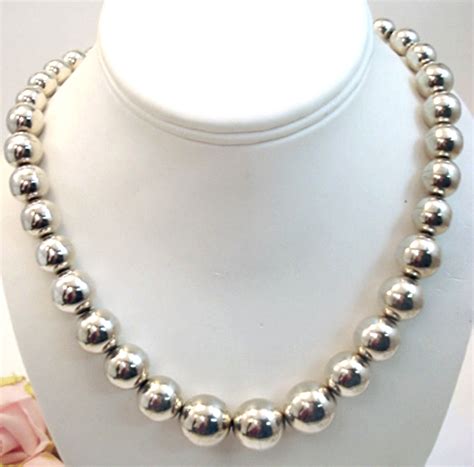 Vintage Jewelry Sterling Silver Taxco Heavy Beaded Necklace Ebay