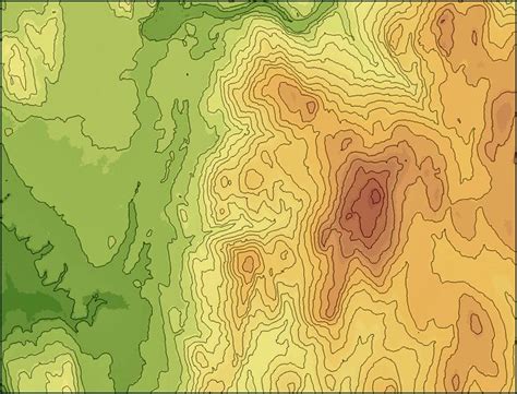 Topographic World Map With Contour Lines And Color Coded Elevations