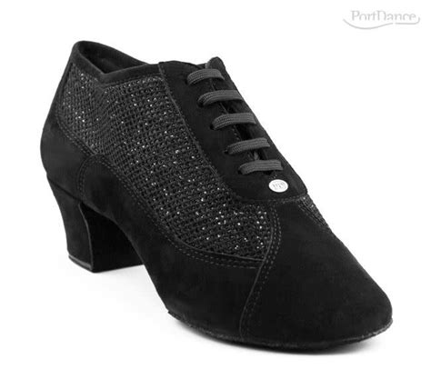 PD701 Ballroom Shoes Cuban Heel 1 5 Suede Sole Nubuck Glitter BLACK