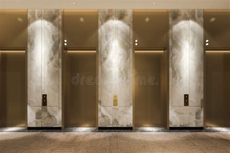 3d Rendering Lift Lobby In Business Hotel With Luxury Design Near